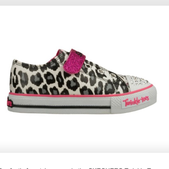 Skechers girls twinkle toes shuffles lil wild leopard print - Picture 1 of 11